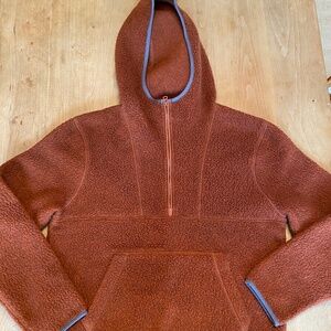 Madewell mens half-zip sherpa fleece pullover Burnt Orange Medium